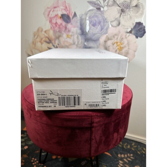 SIMKHAI Cedonia Stud Strappy Kitten Heel Sandal in Periwinkle Sky - Picture 11 of 11